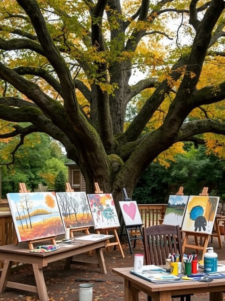 Autumn Canvases Under Oak