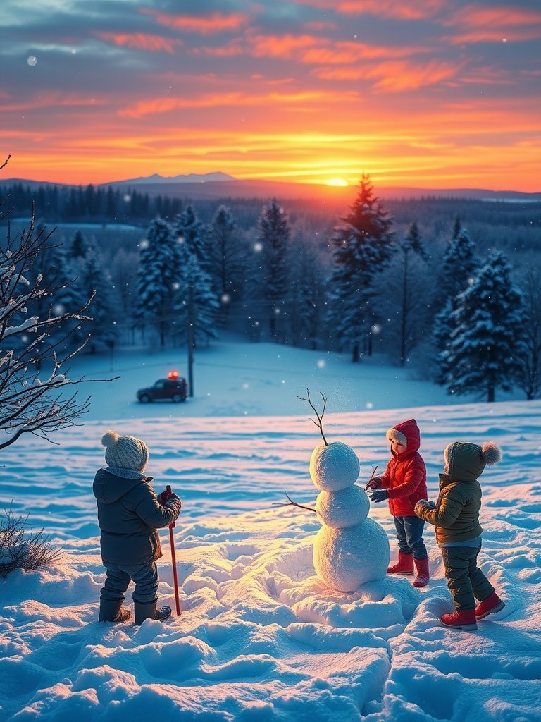 Sunset Snowman Magic