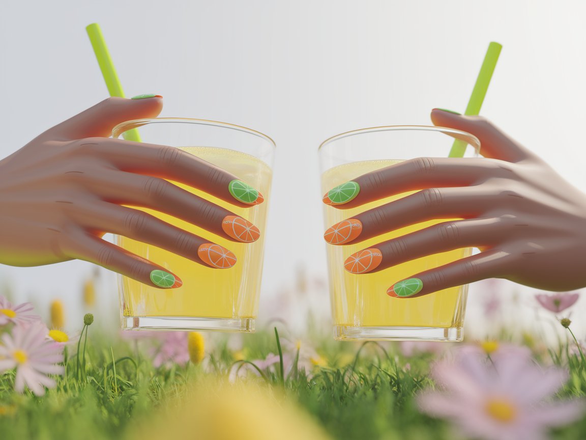 Neon Citrus Nail Vibes