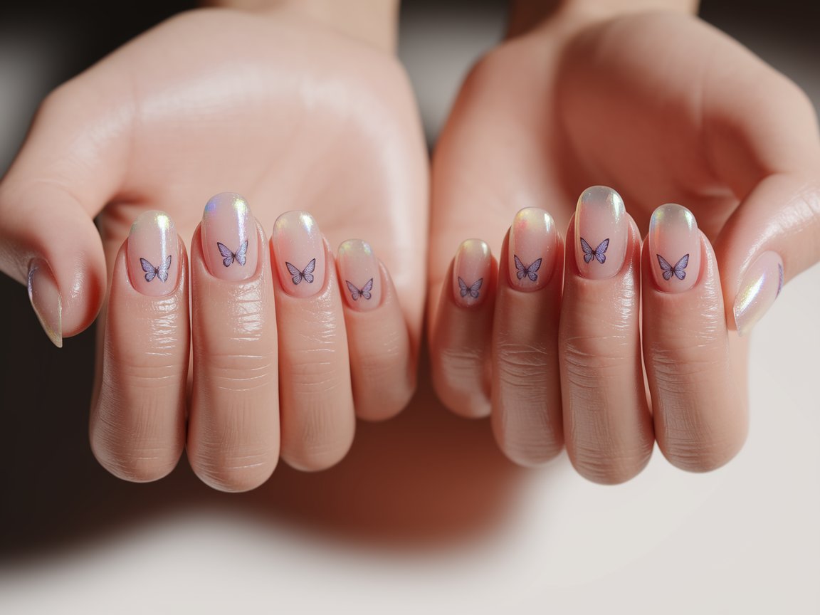 Butterfly Whimsy On Short Nails