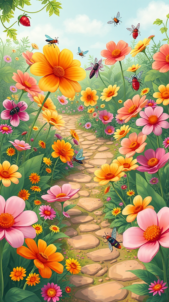 Blossoms and Bugs in a Dreamy Garden