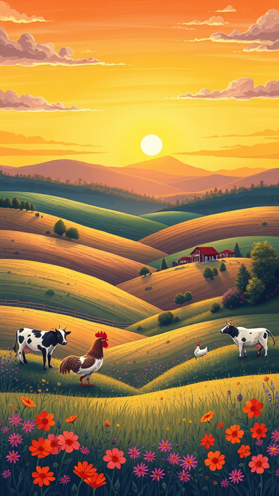 Countryside Serenity: Hills and Harvests