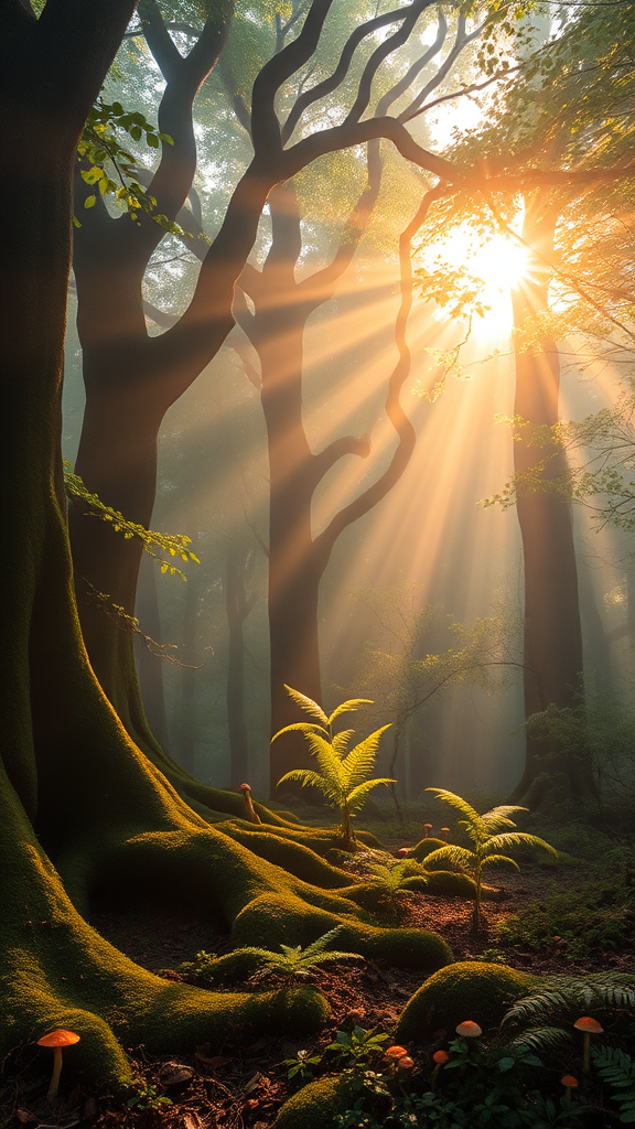 Dawn's Whisper in a Misty Forest