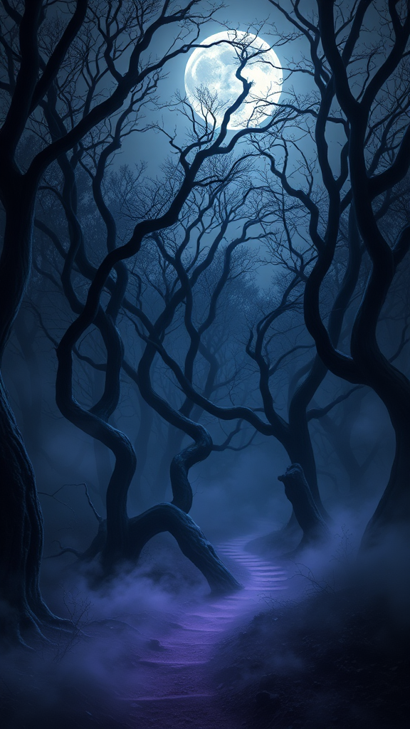 Enchanted Mist in the Moonlit Grove