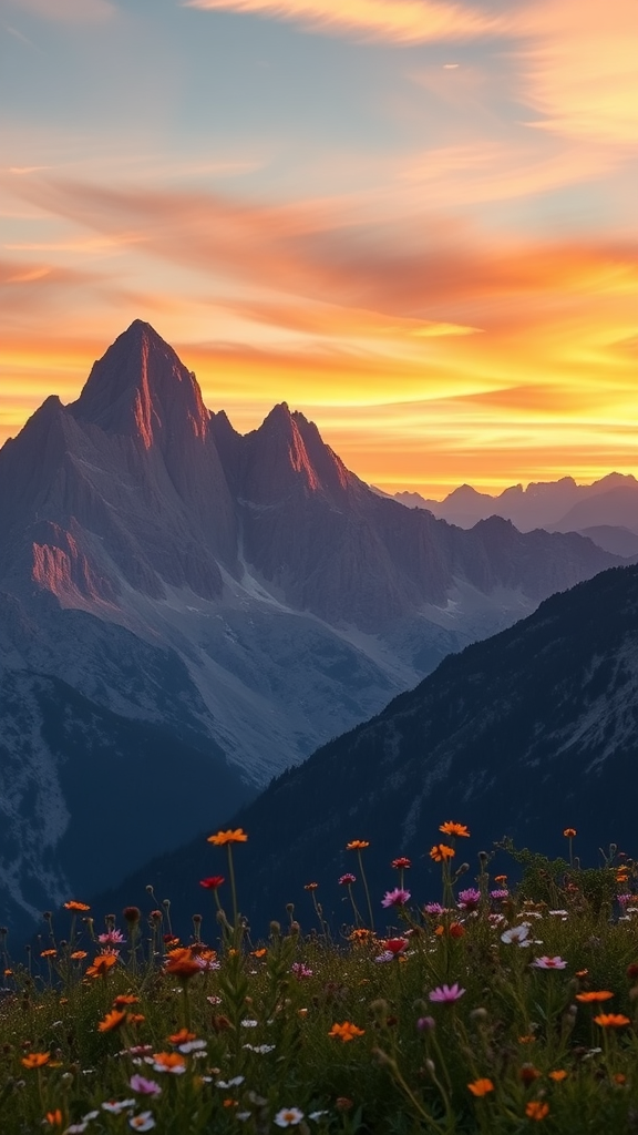Sunrise Majesty: Peaks in Flames