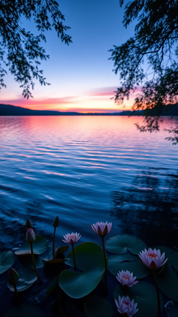 Twilight Reflections on a Serene Lake