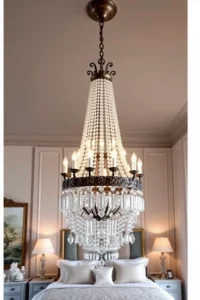 Read more about the article 30 Glam Luxe Bedroom Ideas with Crystal Chandeliers