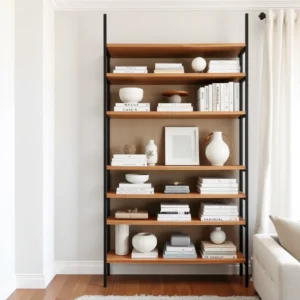 Read more about the article 26 Minimalist Living Room Shelf Decor Ideas