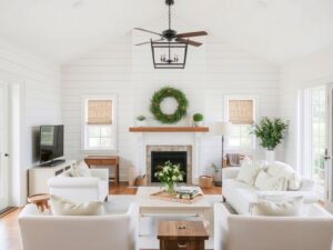 Read more about the article 28 Farmhouse Living Room Ideas with Shiplap Walls