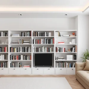Read more about the article 26 Ways to Master the Minimalist Living Room Bookshelf Aesthetic