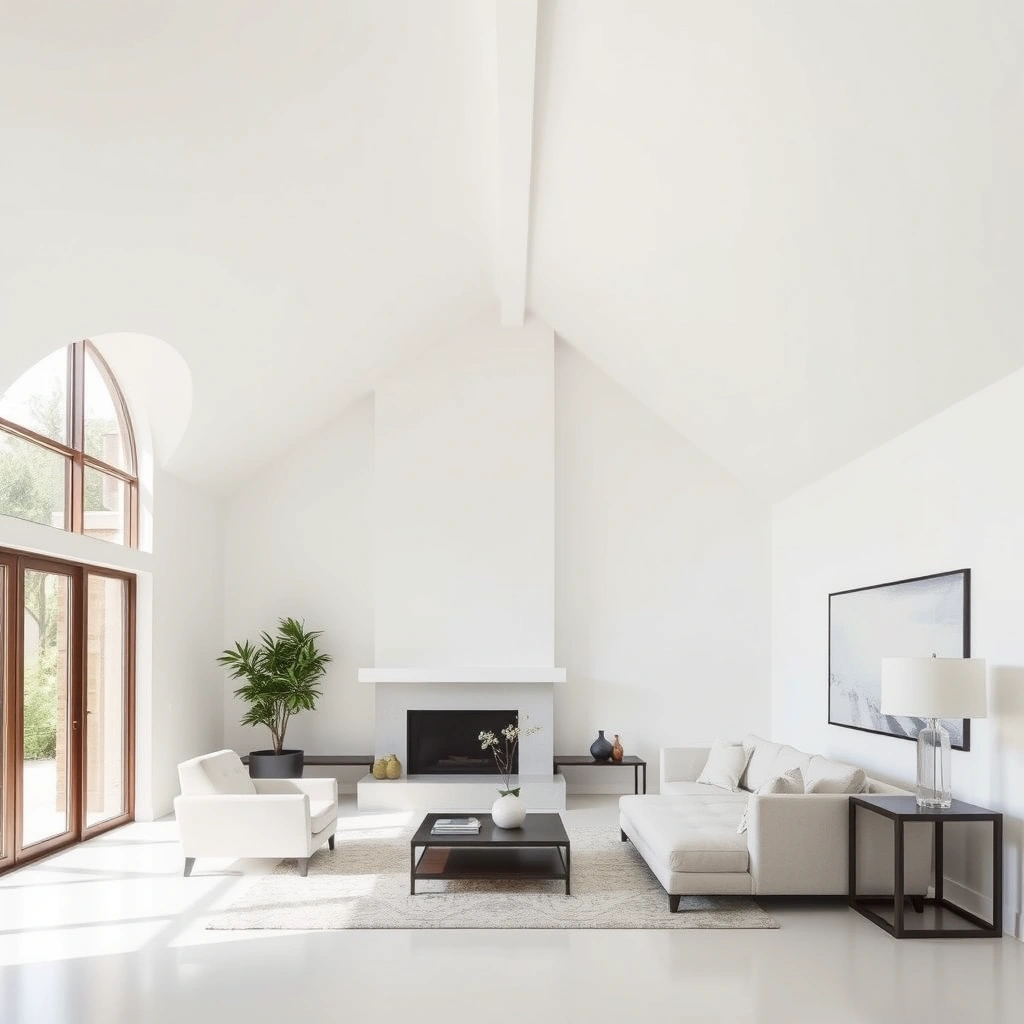 Read more about the article 26 Minimalist Living Room Vaulted Ceiling Decor Ideas