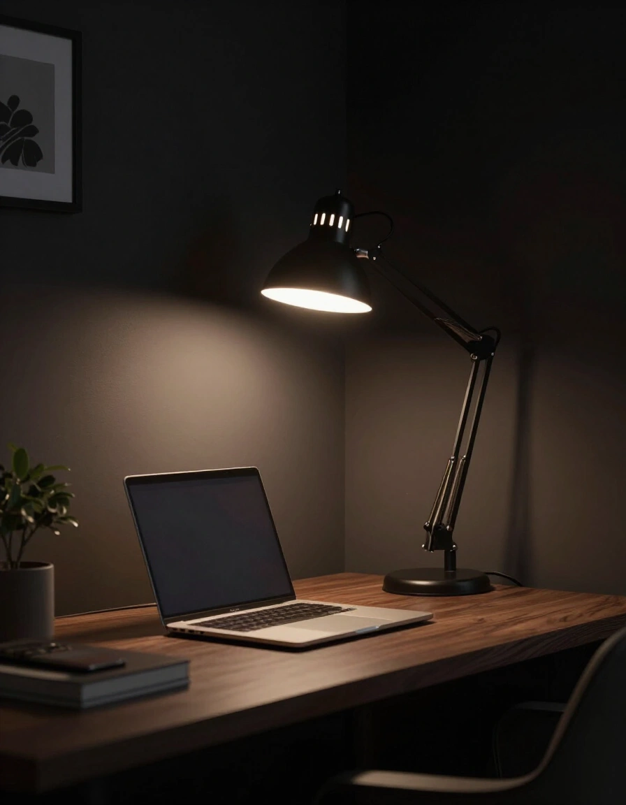 11. Dark Mode Home Office Lighting