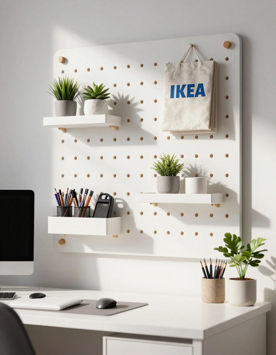 12. Keep Essentials Handy with a Pegboard