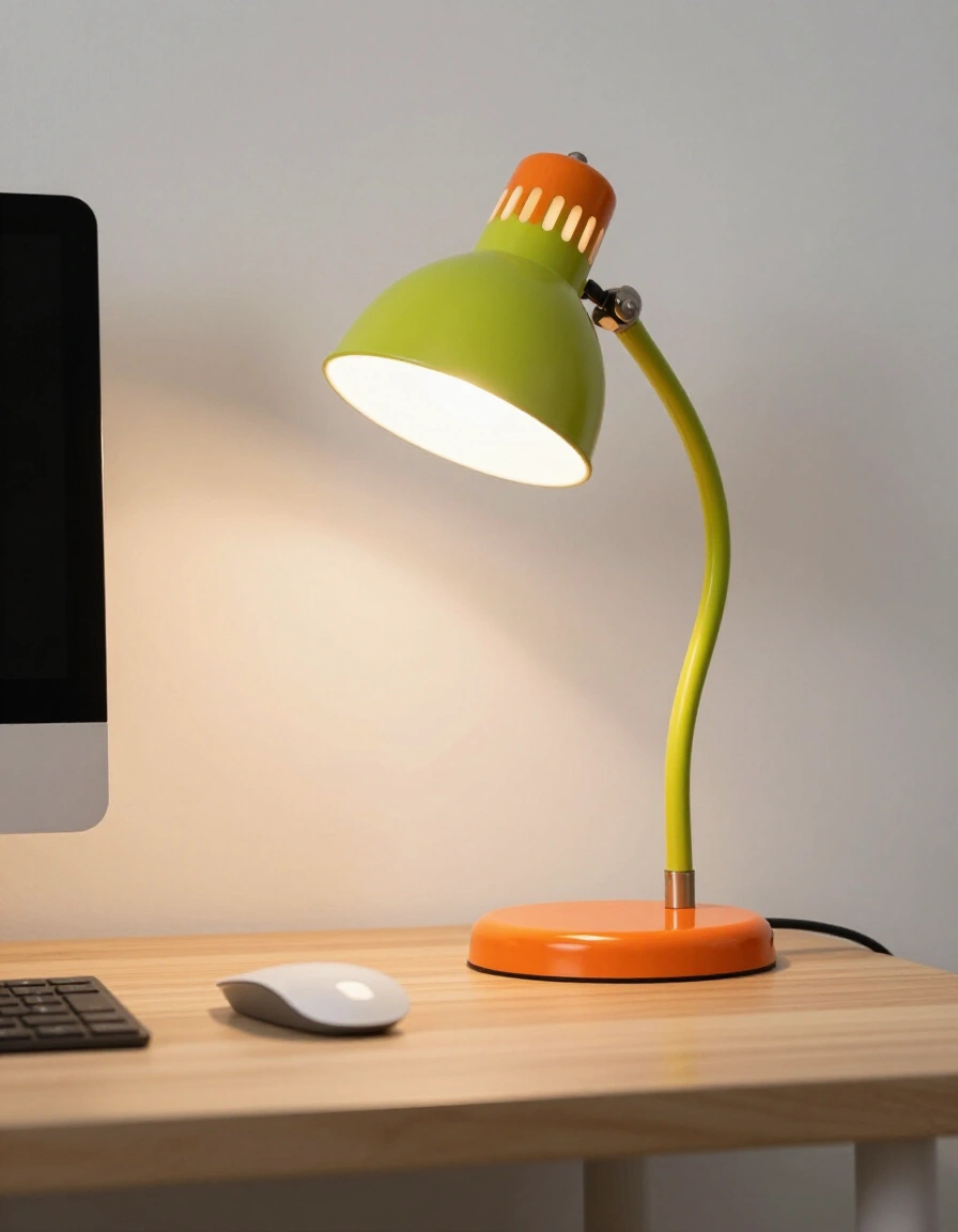11. Incorporate a Colorful Desk Lamp