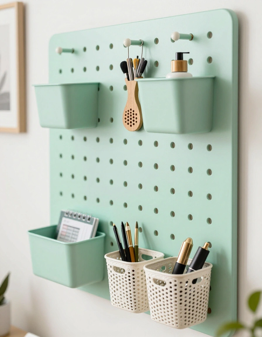 8. Install a Pegboard Organizer