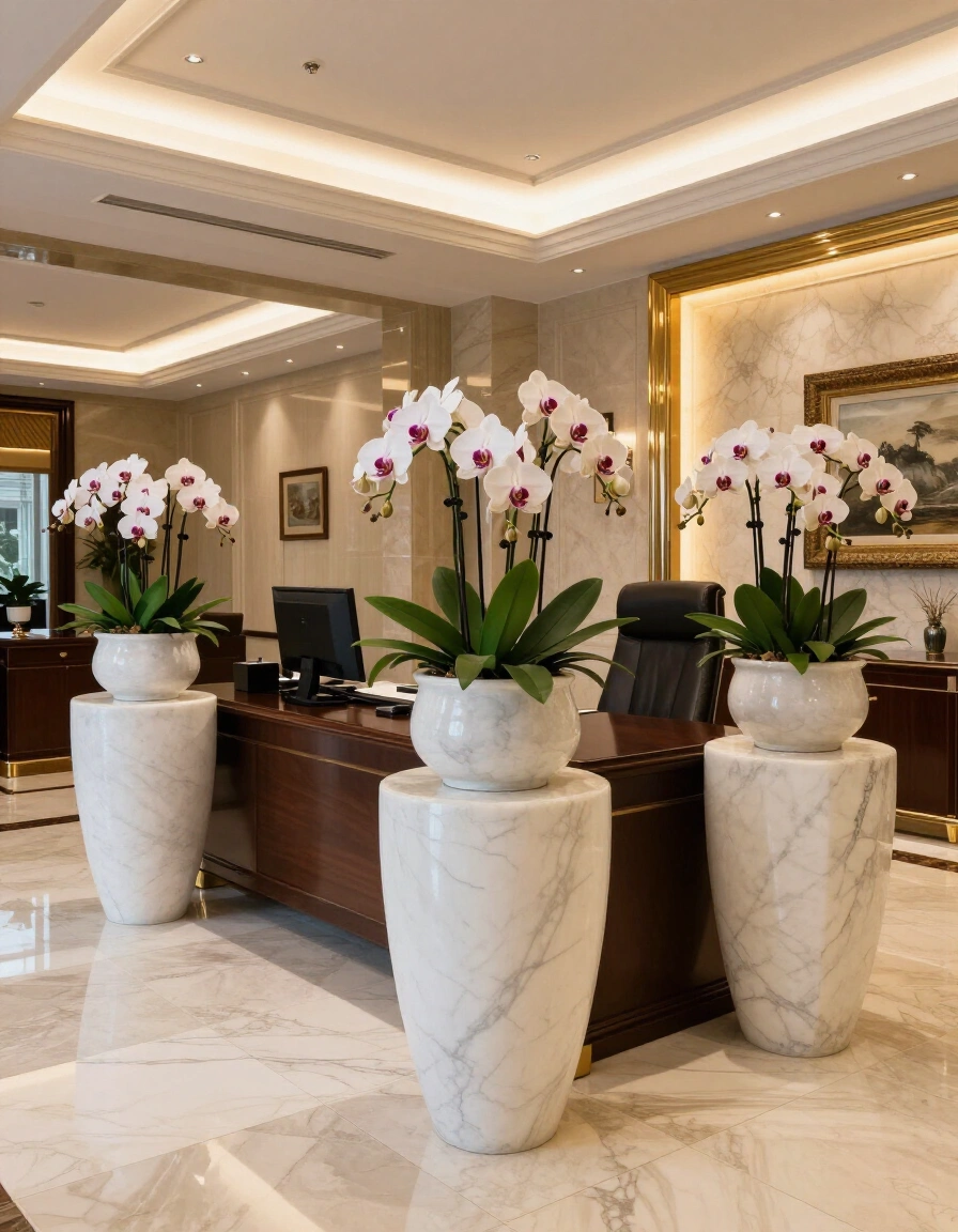 8. Luxury Home Office Plant Decor