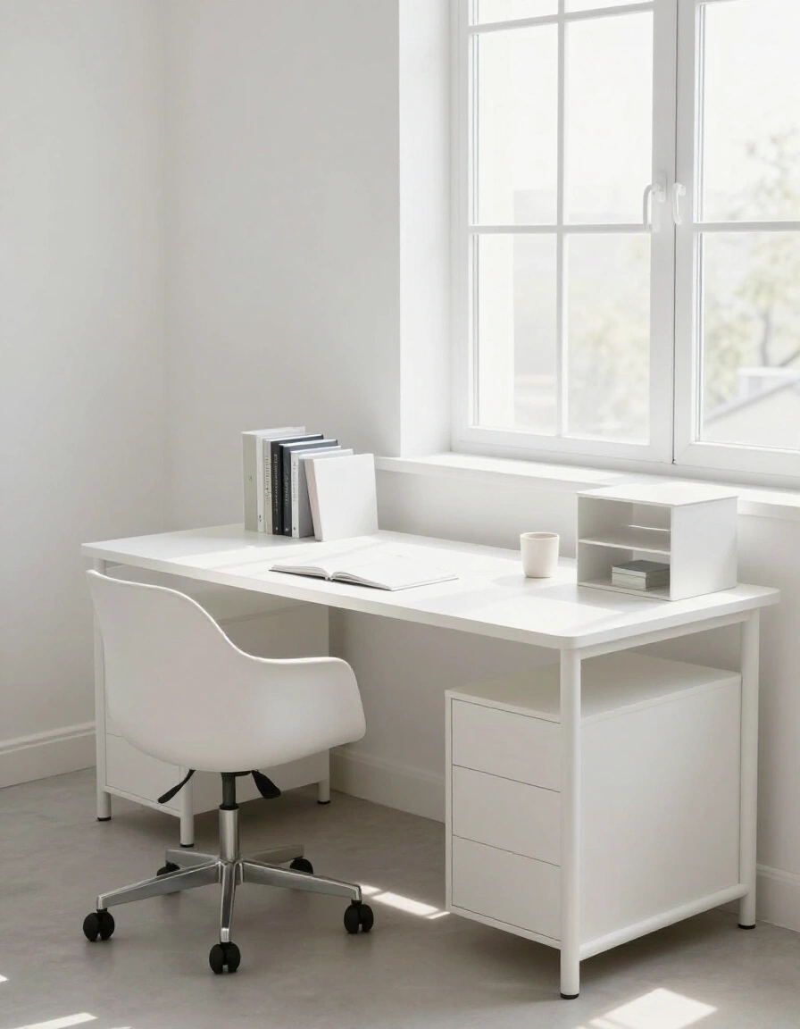 12. All-White Home Office Desk