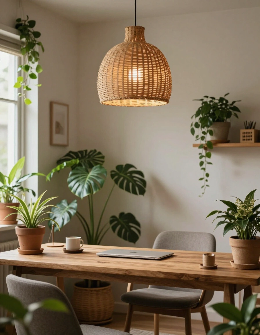 13. Nature-Inspired Home Office Lighting