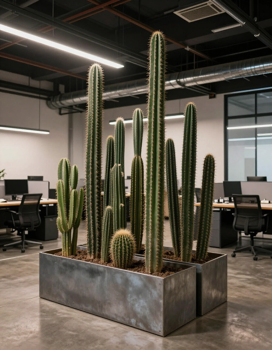 6. Industrial Home Office Plant Decor