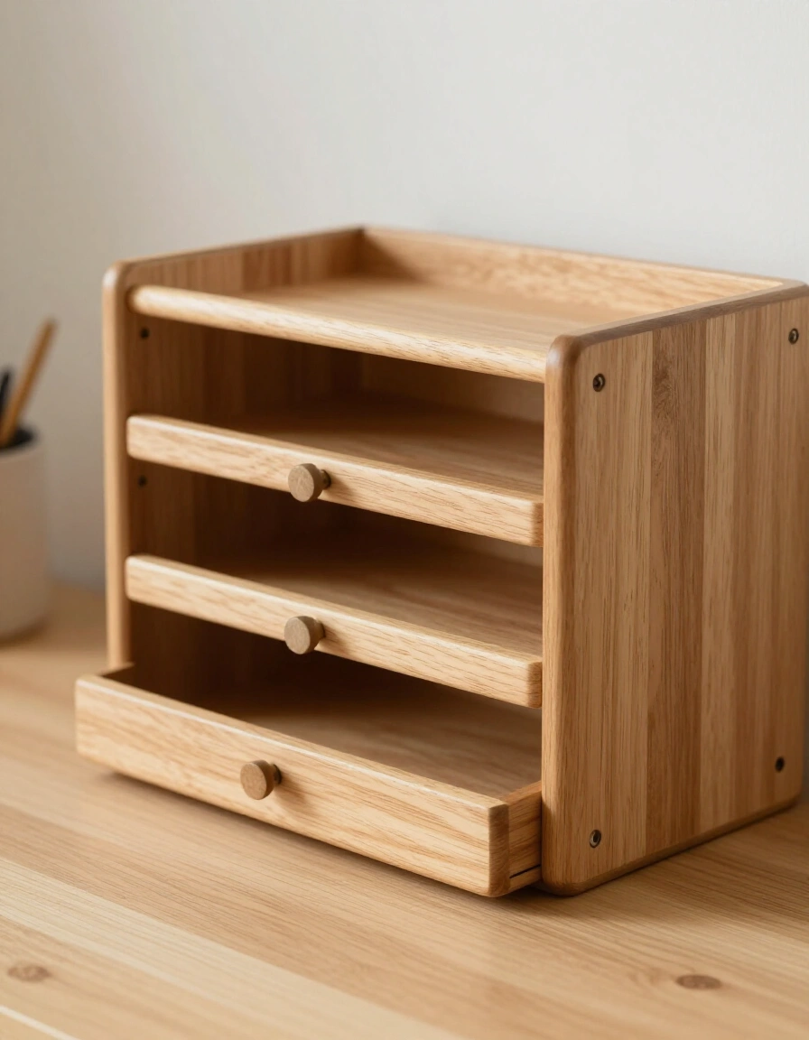 25. Add a Wooden Desk Organizer