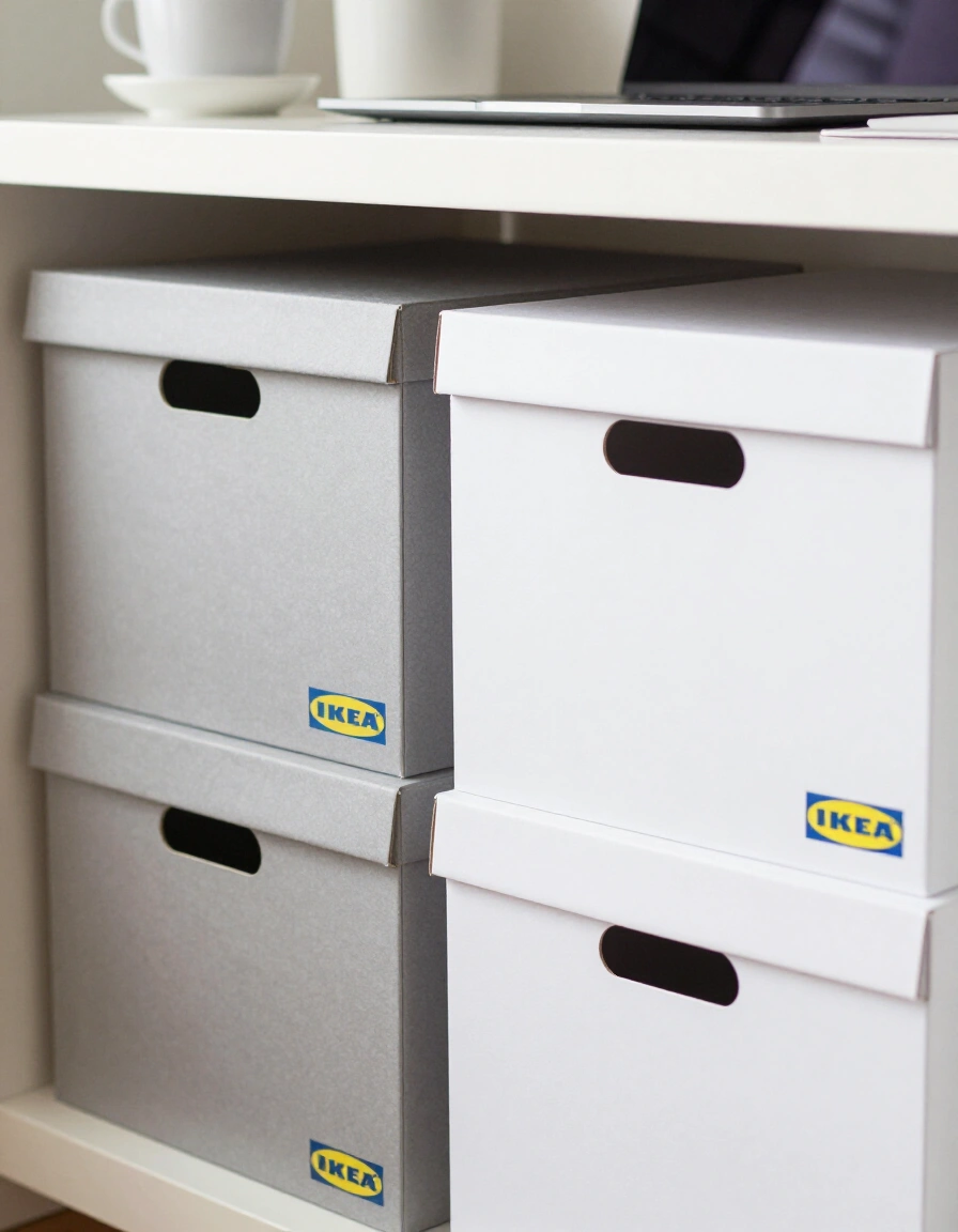 9. Hide Clutter with Stylish Storage Boxes