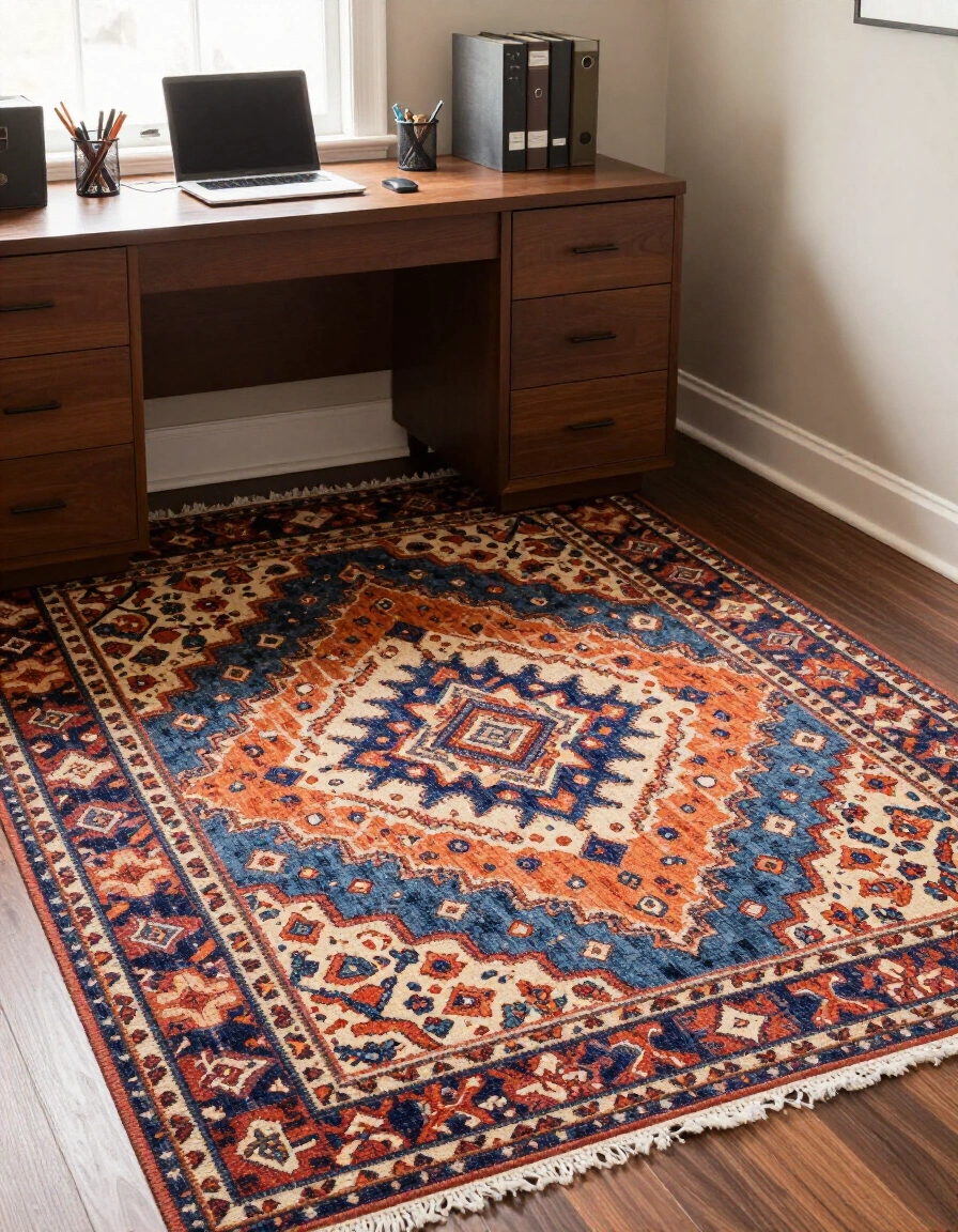 4. Opt for a Patterned Area Rug