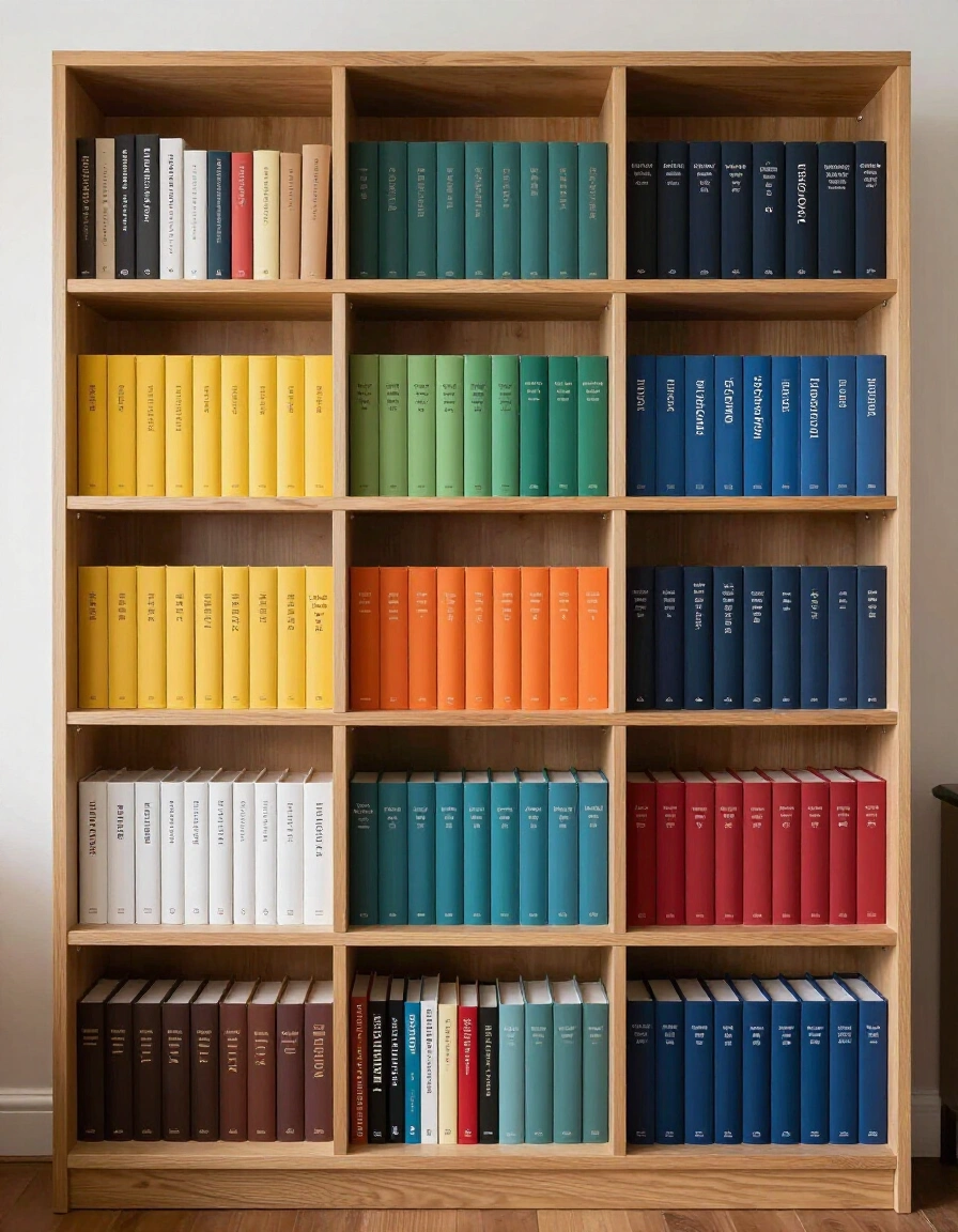 17. Incorporate a Rainbow Bookshelf Arrangement
