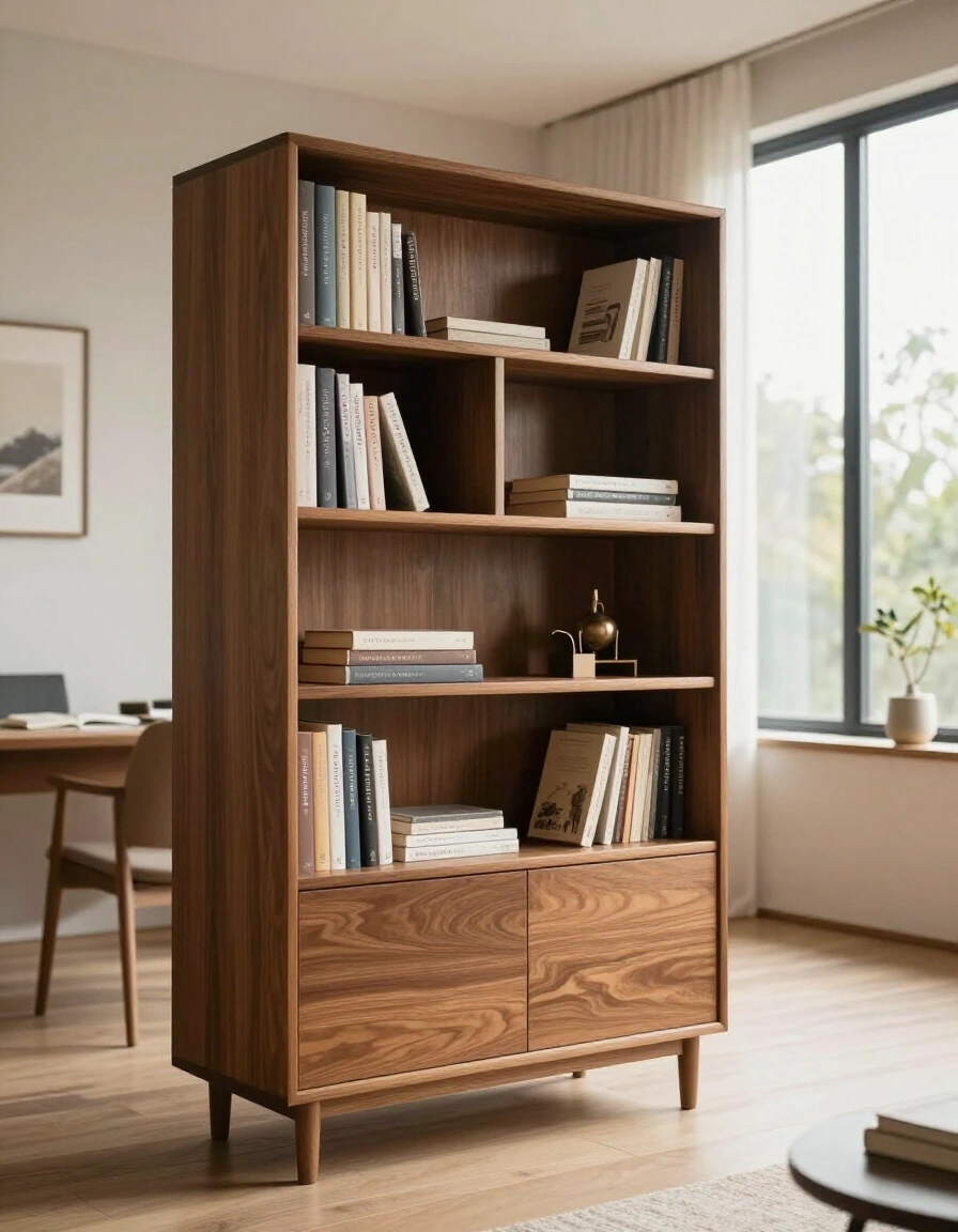 15. Add a Mid-Century Modern Bookshelf
