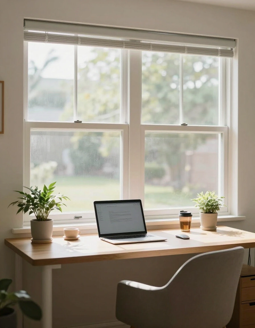 17. Window-Facing Home Office Desk