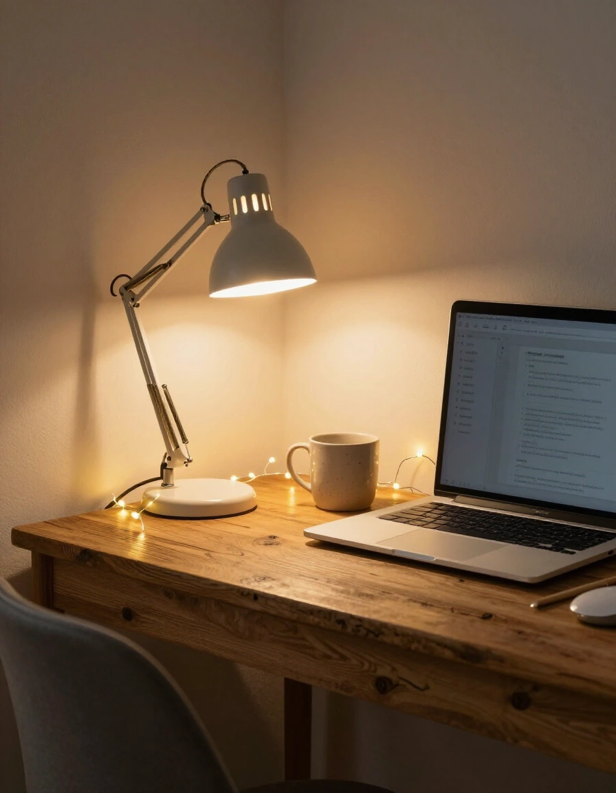 2. Cozy Home Office Lighting