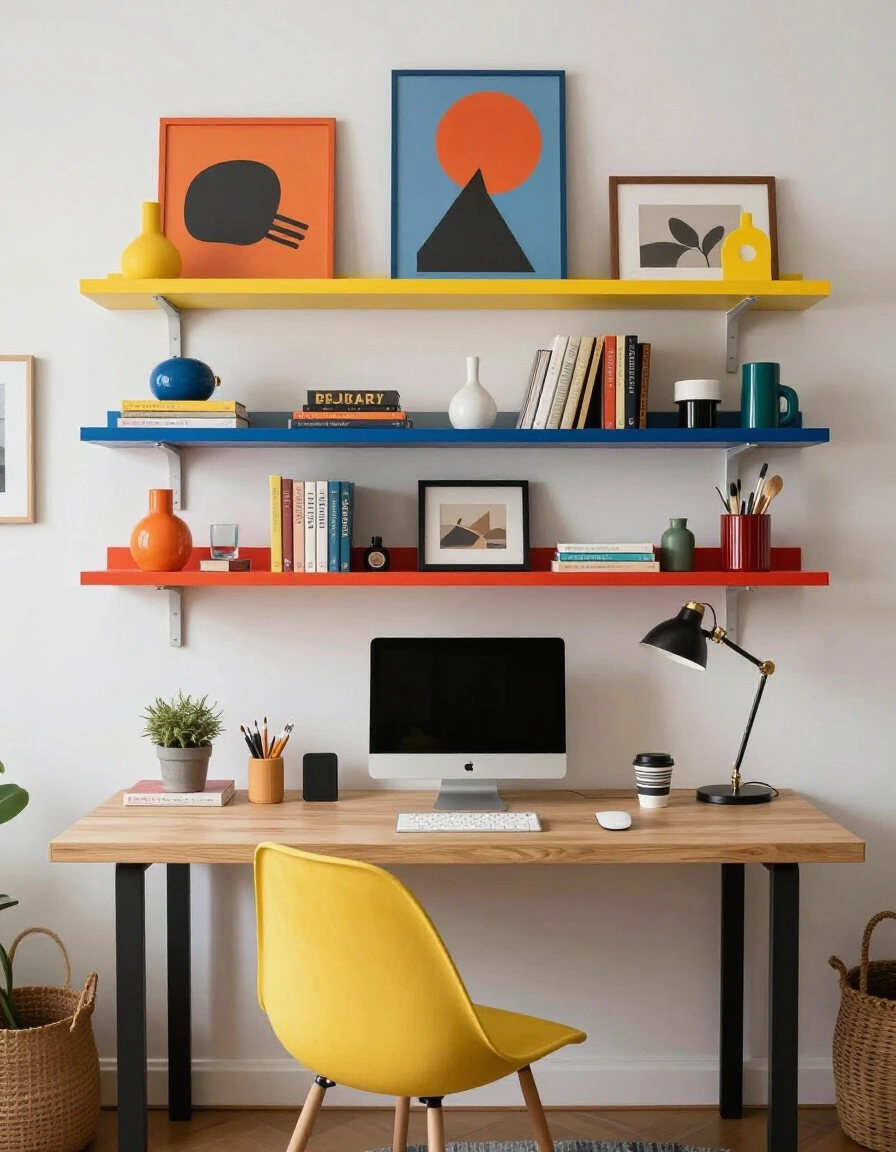 14. Eclectic Floating Shelf Design