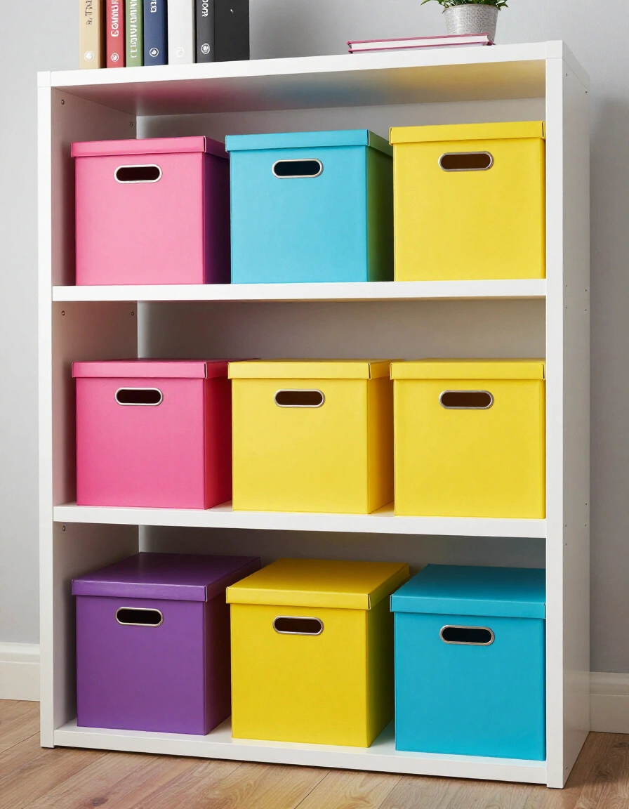 20. Decorate with Colorful Storage Boxes