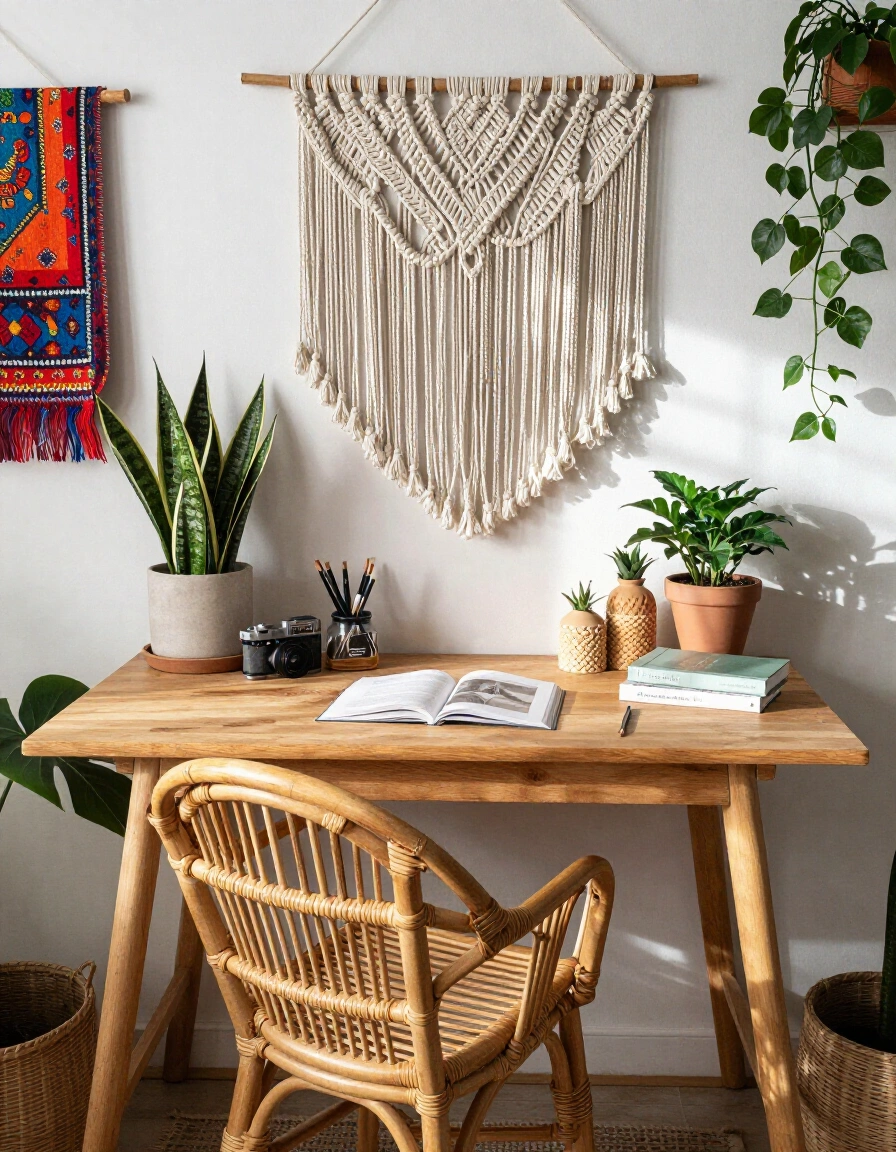 3. Bohemian Desk Setup