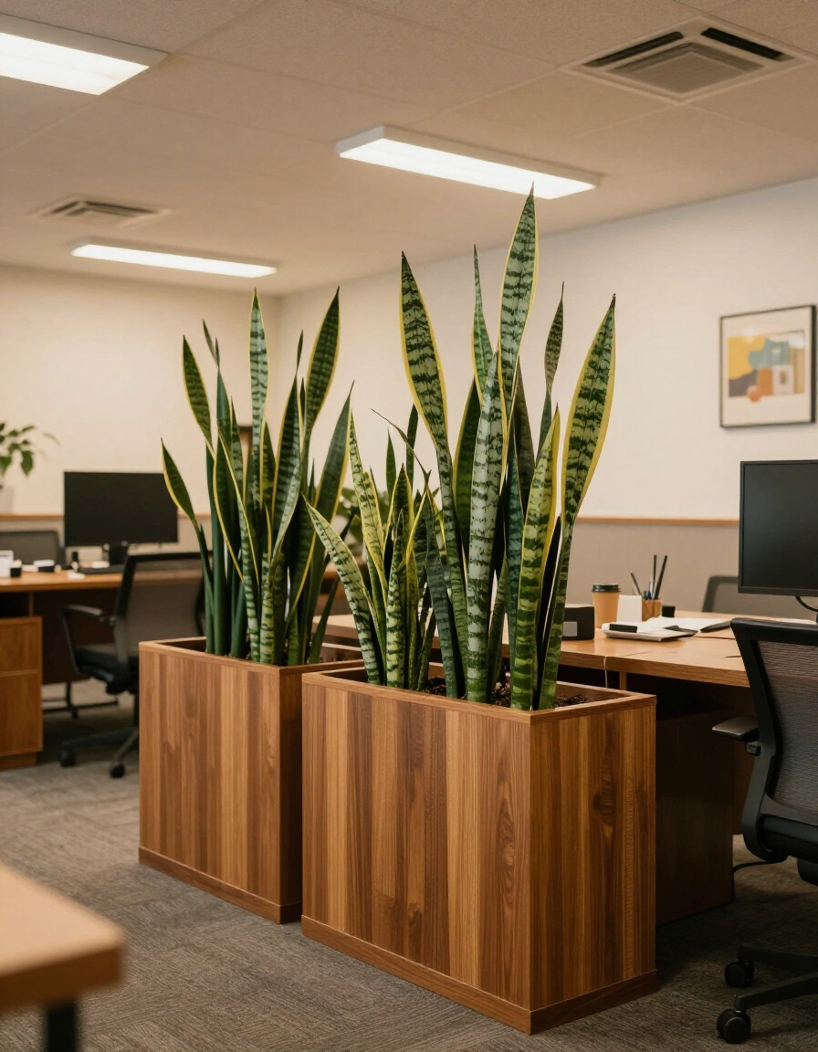 15. Mid-Century Modern Home Office Plant Decor