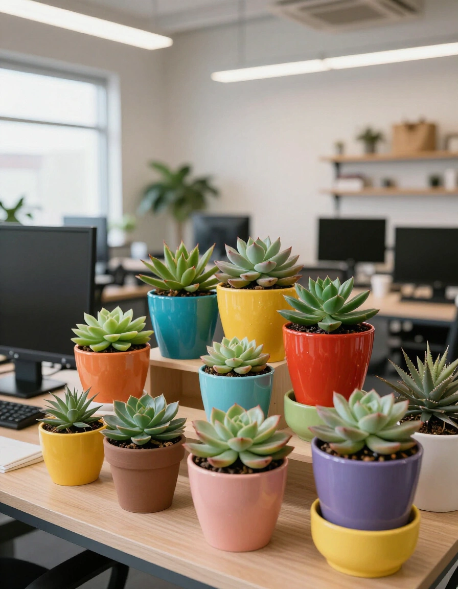 14. Eclectic Home Office Plant Decor