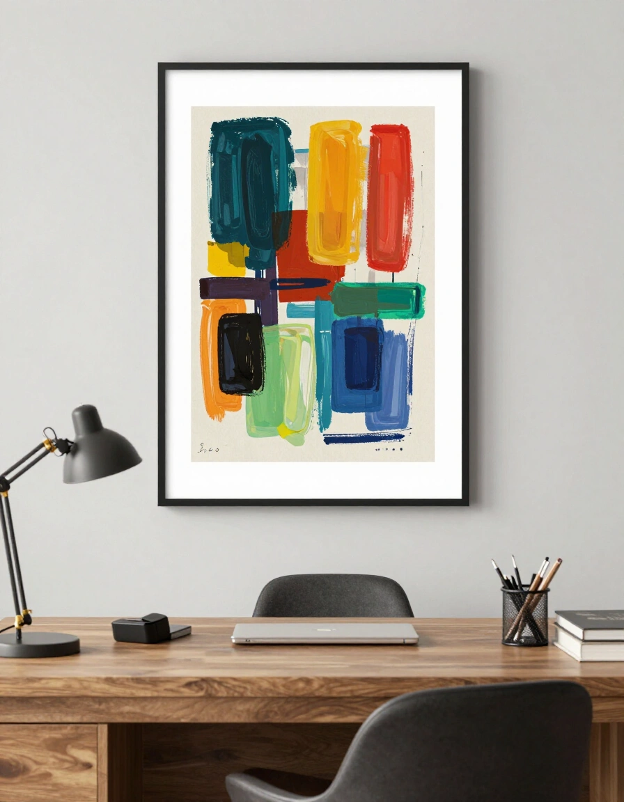 3. Hang a Colorful Art Print