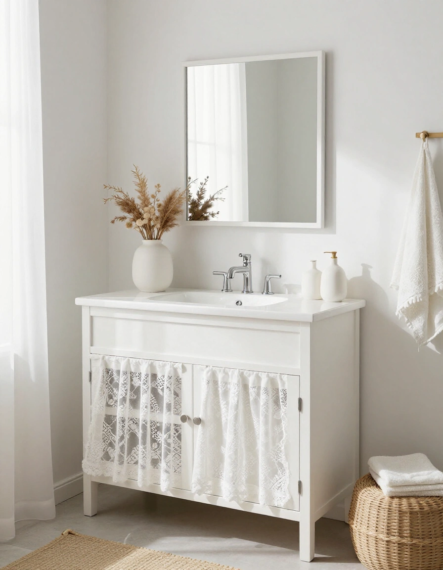 11. All-White Boho Bathroom Vanity