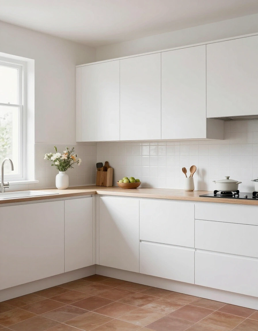 12. All-White Desert Tones Backsplash