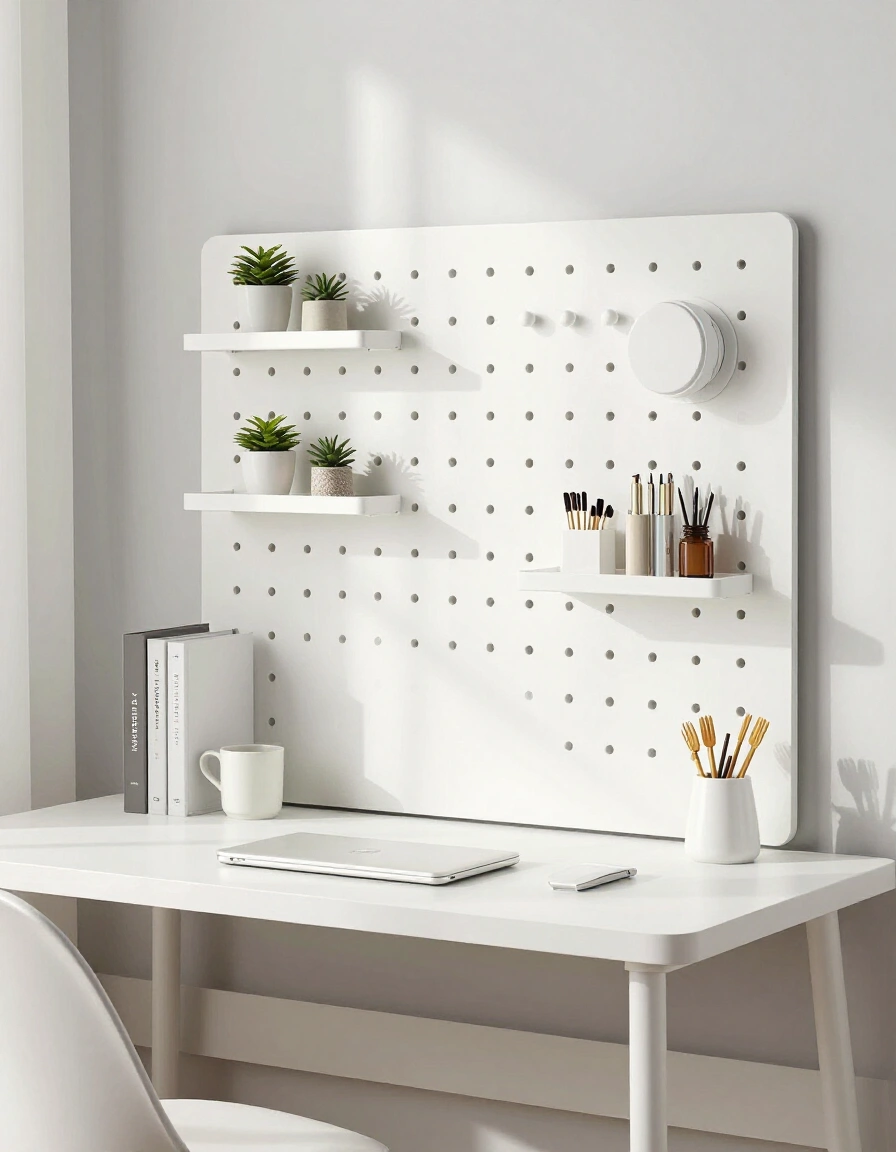12. All-White Pegboard Serenity