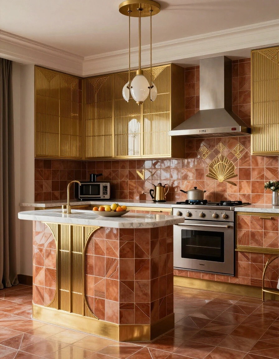 17. Art Deco Desert Tones Backsplash