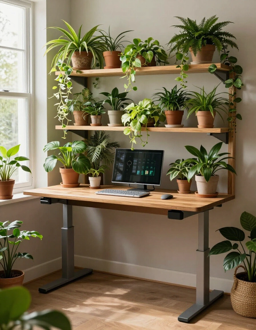 13. Nature-Inspired Standing Desk Habitat