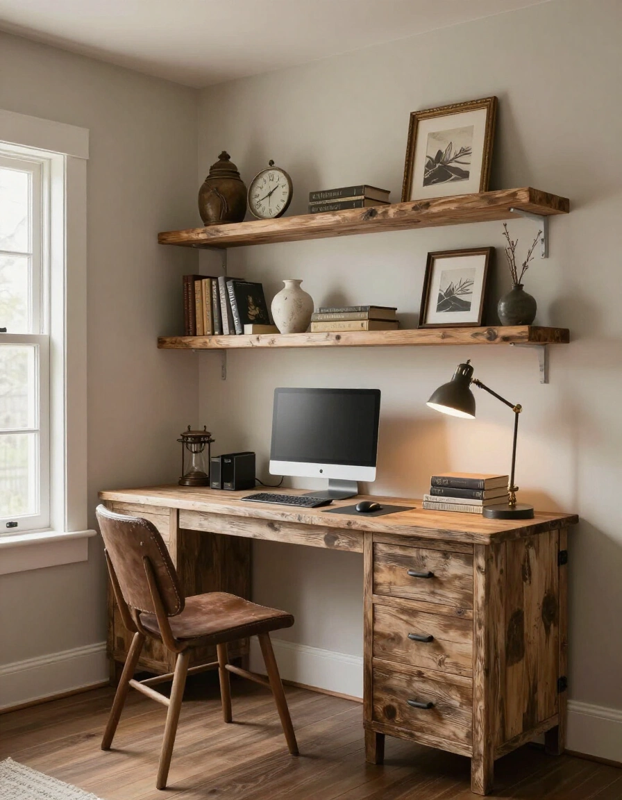 7. Rustic Farmhouse Floating Shelves