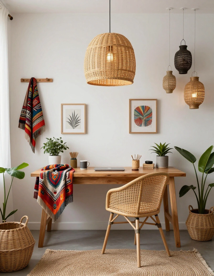 3. Bohemian Home Office Lighting