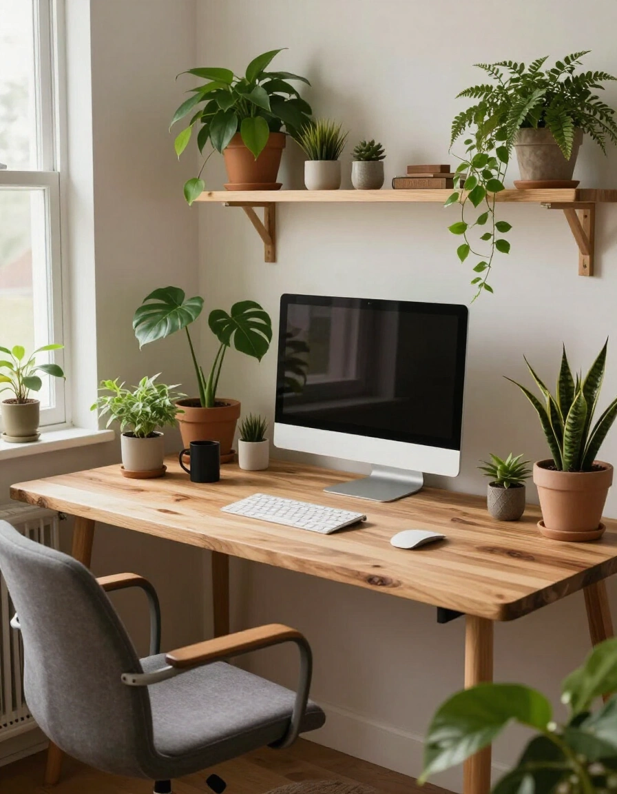 13. Nature-Inspired Home Office Desk