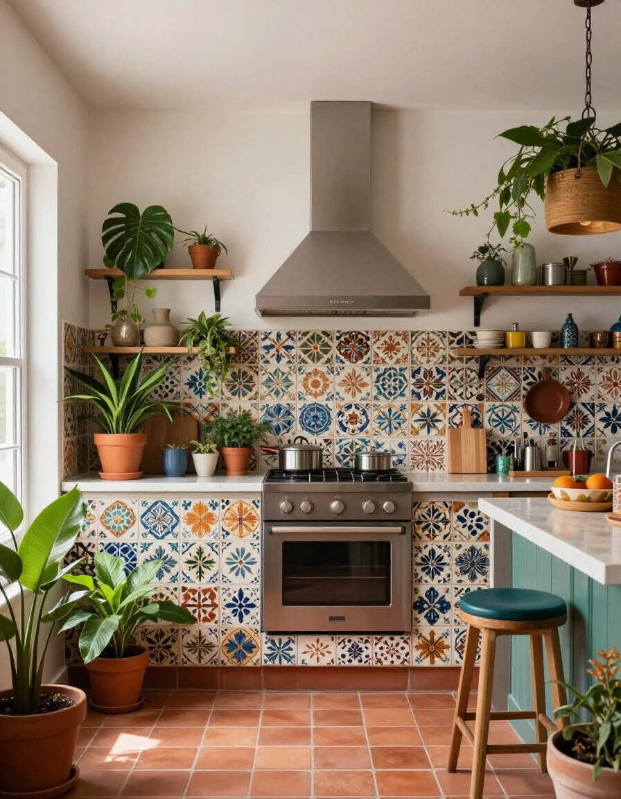 3. Boho Desert Tones Backsplash