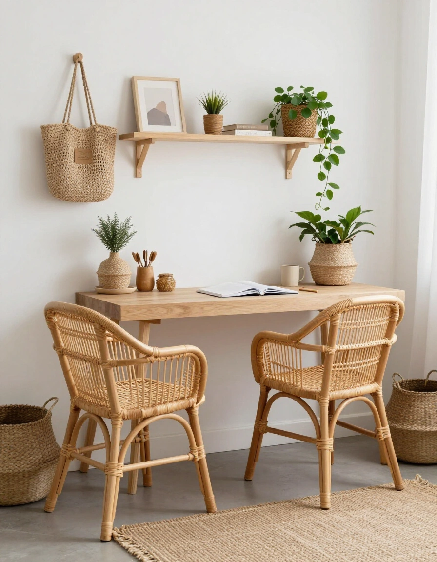 3. Boho Minimalist Workspace
