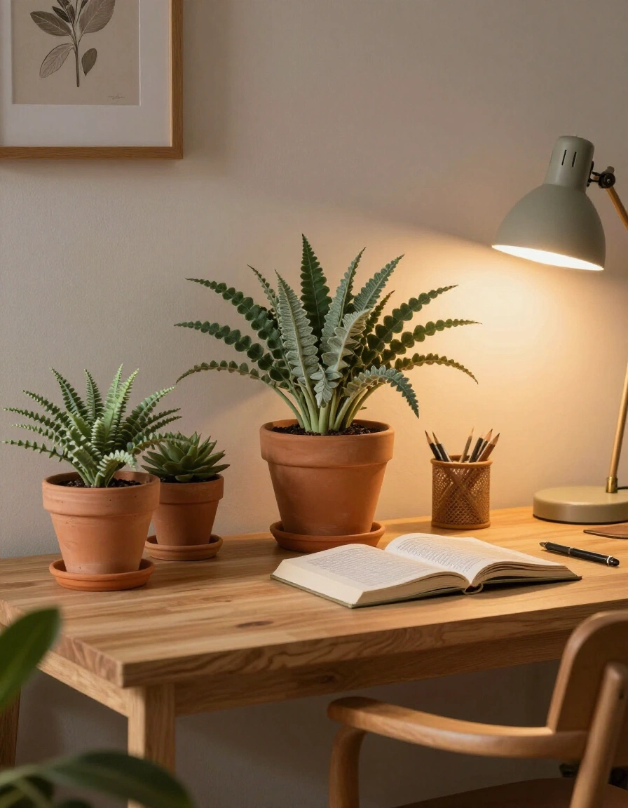 2. Cozy Home Office Plant Decor