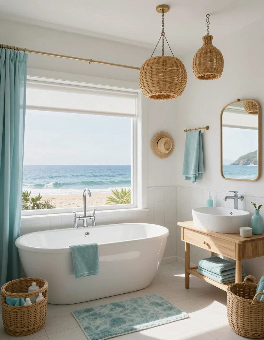 16. Coastal Cool with Rattan Baskets