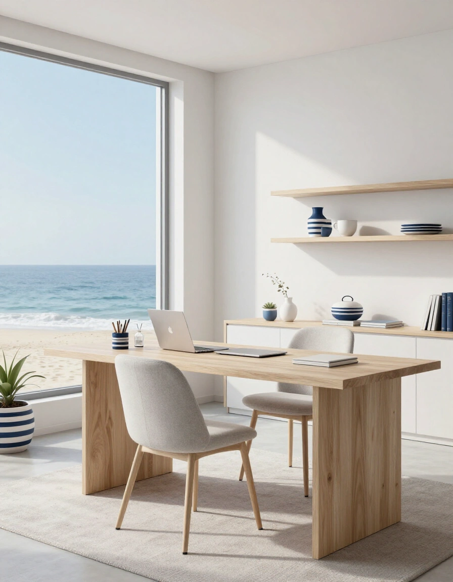 15. Coastal Minimalist Office Oasis