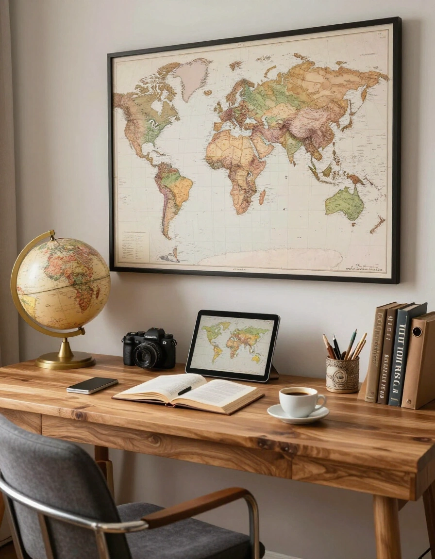 18. Travel-Inspired Home Office Desk